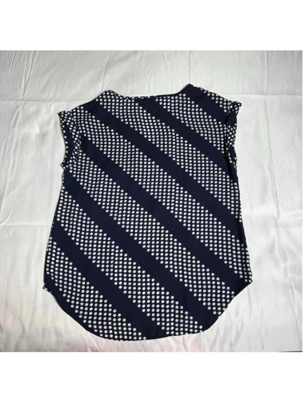 Women's 7th Avenue Design Studio Navy & White Polka Dot Blouse XS